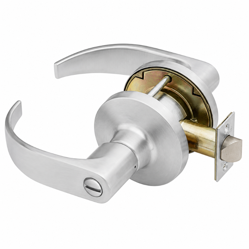 Falcon T301S-Q-626 privacy cylindrical lock, Quantum lever, Satin Chrome finish with latch and rose