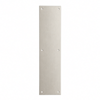 Ives 8200 4" x 16" push plate in US15 satin nickel finish with beveled edges and mounting holes