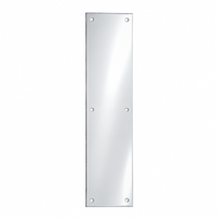 Ives 8200 4" x 16" push plate US25 bright chromium plated with beveled edges and mounting holes