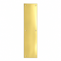 Ives 8200 4" x 16" push plate in US3 bright brass finish with six pre-drilled mounting holes