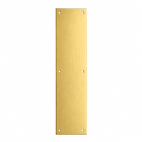 Ives 8200 4" x 16" push plate in US4 satin brass finish with six mounting holes
