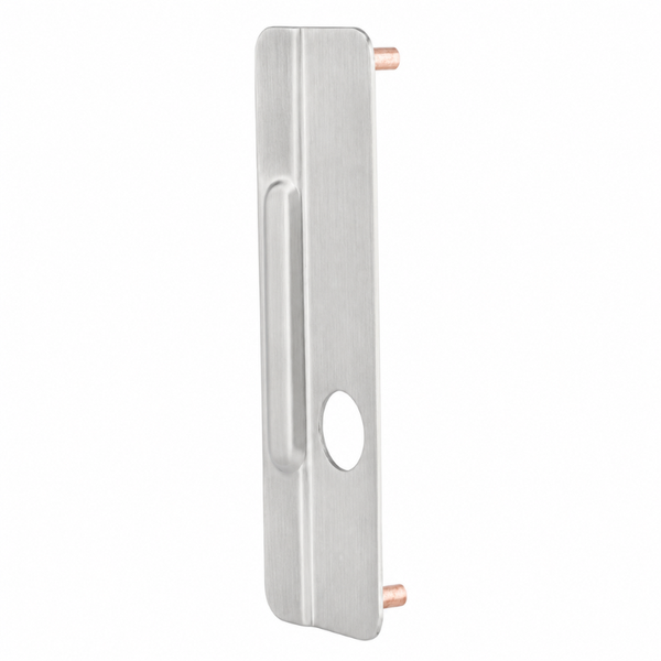 IVES LG11 US32D satin stainless steel lock guard for aluminum doors, 3" x 9-1/2", cylinder hole and studs