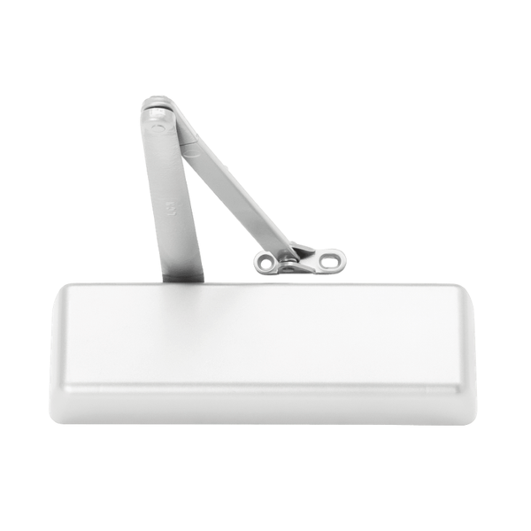 LCN 4011-REG-689 regular arm door closer, bright metallic finish, surface-mounted closer body and arm