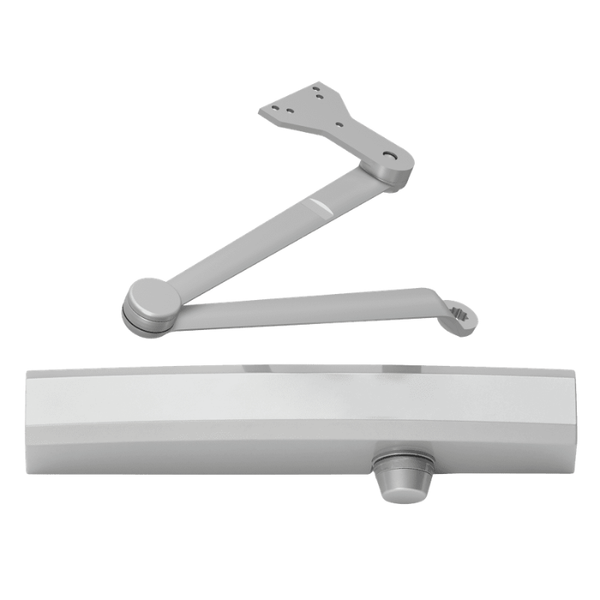 LCN 1450-HEDA-689 surface mounted door closer, aluminum finish, extra duty hold open double lever arm