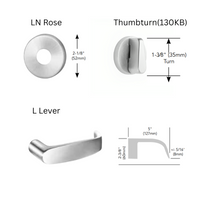 Sargent 8265-LNL Privacy Bedroom or Bath Mortise Lock, L - Lever, LN - Rose, Field Reversible, Grade 1