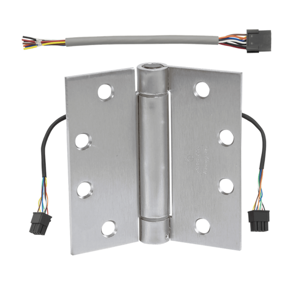 McKinney TA786-4-1/2x4-US26D-QC12 Electrified Full Mortise Heavy Weight Concealed Bearing Hinge, [12] Wires With Quick Connect, Satin Chrome Finish