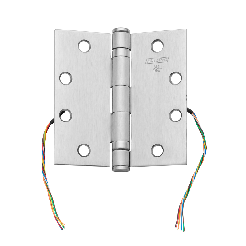 McKinney MPB79-4-1/2x4-1/2-CC8 Electrified Full Mortise MacPro Heavy Weight Ball Bearing Hinge, [8] Wires With Concealed Circuit