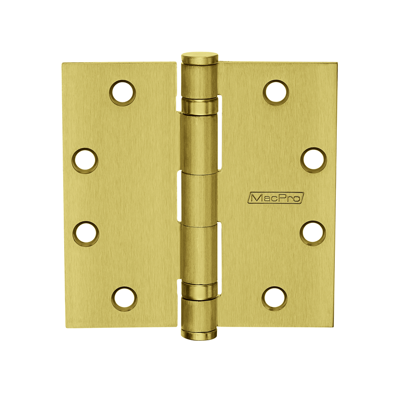 McKinney MPB79-4-1/2x4-1/2 Full Mortise MacPro Heavy Weight Ball Bearing Hinge, Five Knuckle - US4-606 Satin Brass