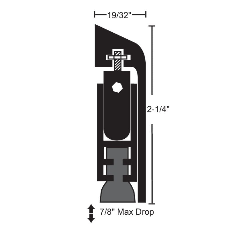 NGP 220SA Automatic Door Bottom, Push Side Surface Mounting, Black Neoprene Insert, Aluminum