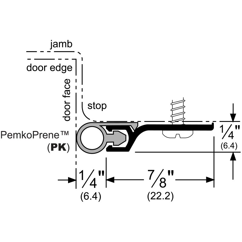 Pemko 303DPK-84 Standard Perimeter Gasketing PemkoPrene Dark Bronze Aluminum dimensions