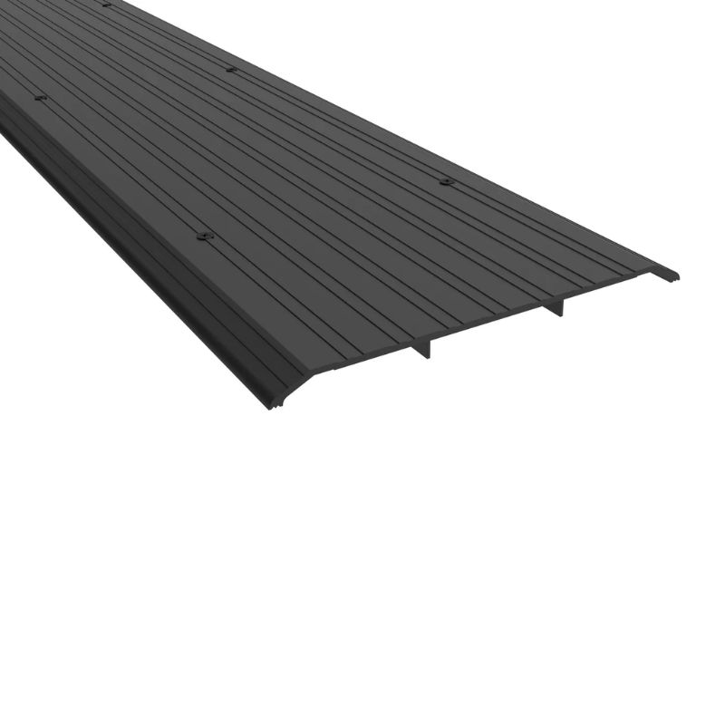 Pemko 2549BSP saddle threshold, 9" wide, 1/2" high, Black Suede Powder Coat, fluted top with screw holes