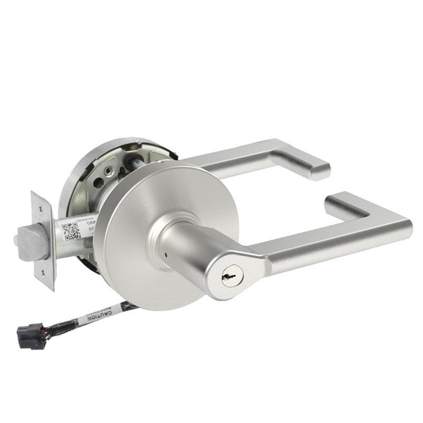 Sargent RX-10XG04-LND US26D satin chrome storeroom cylindrical lock, LND lever, keyed, request-to-exit switch