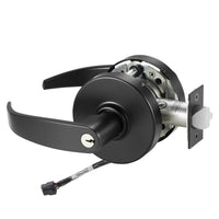 Sargent RX-10XG04-LP-BSP black storeroom cylindrical lock, LP lever, request to exit, 24V keyed, wire lead