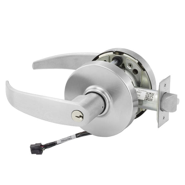 Sargent RX-10XG04-LP-US26D storeroom cylindrical lock, satin chrome, LP lever, request-to-exit wiring, keyed cylinder