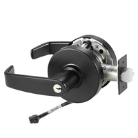 Sargent RX-10XG05-LL-12V-BSP-KD black cylindrical lever lock, Request to Exit, keyed entrance function