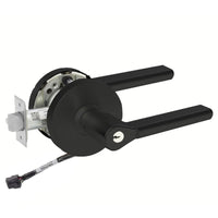 Sargent RX-10XG05-LMD-12V black cylindrical lever lock, Request to Exit, keyed, with latch and wiring