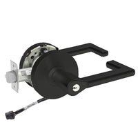 Sargent RX-10XG05-LND-24V-BSP-KD black cylindrical lever lock, Request to Exit, keyed entrance function with keyway