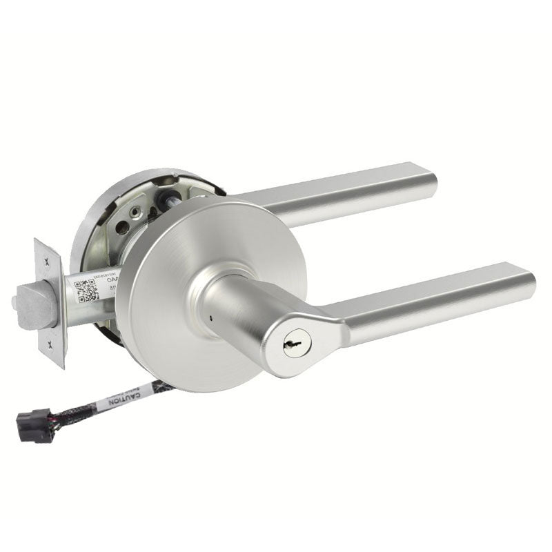 Sargent RX-10XG37-LMD-24V US26D satin chrome classroom cylindrical lever lock with Request to Exit and keyed cylinder
