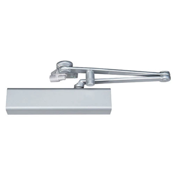 Norton CPS8501-T-689 surface mounted door closer, dead stop thumbturn parallel arm, aluminum painted finish