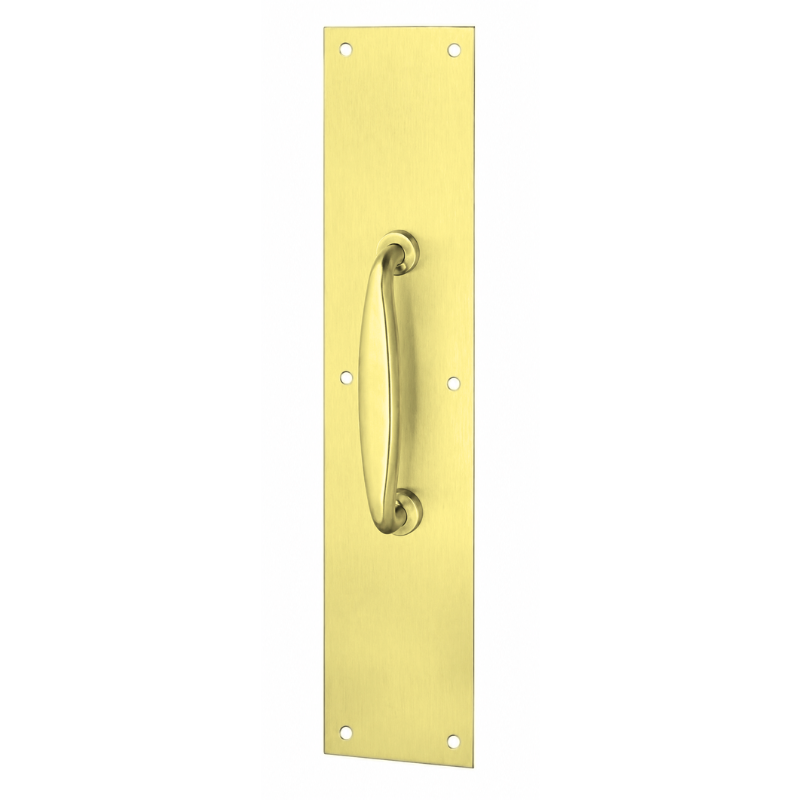 Rockwood 132X70B-US3 Pull On Plate 5 1/2" CTC Plate 3 1/2" x 15", Polished Clear Coated Brass Finish