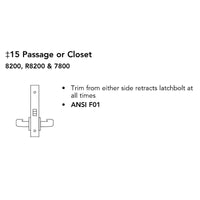 Sargent 8215-LNP Passage or Closet Mortise Lock, P- Lever, LN - Rose, Field Reversible, Grade 1
