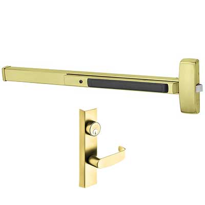 Sargent 12-8813-G-ETL Fire Rated Rim Exit Device Panic Bar, Key Locks Or Unlocks Outside Lever, 43"-48" Bar, ETL Trim