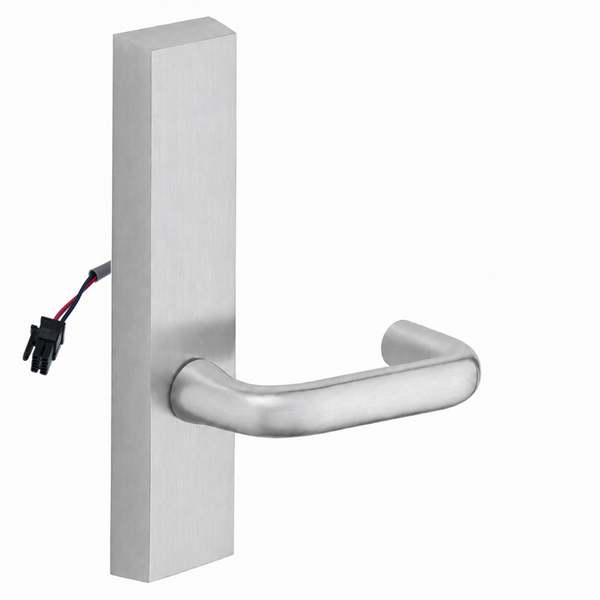 SARGENT 773-8-ETJ-12V electrified exit trim with J lever, satin chrome US26D rectangular escutcheon
