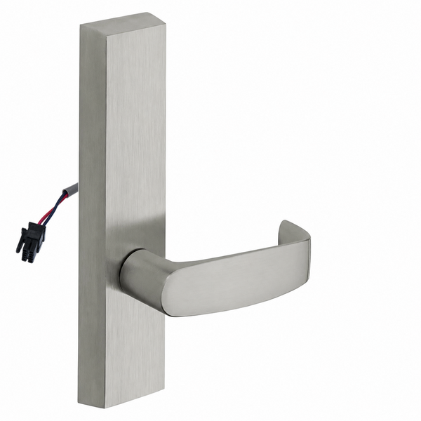 SARGENT 773-8-ETL-12V US26D electrified exit trim with L lever, satin chrome rectangular escutcheon