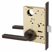 Sargent 8215-LNMD passage mortise lock, US10BE dark oil-rubbed bronze MD lever, LN rose, field reversible