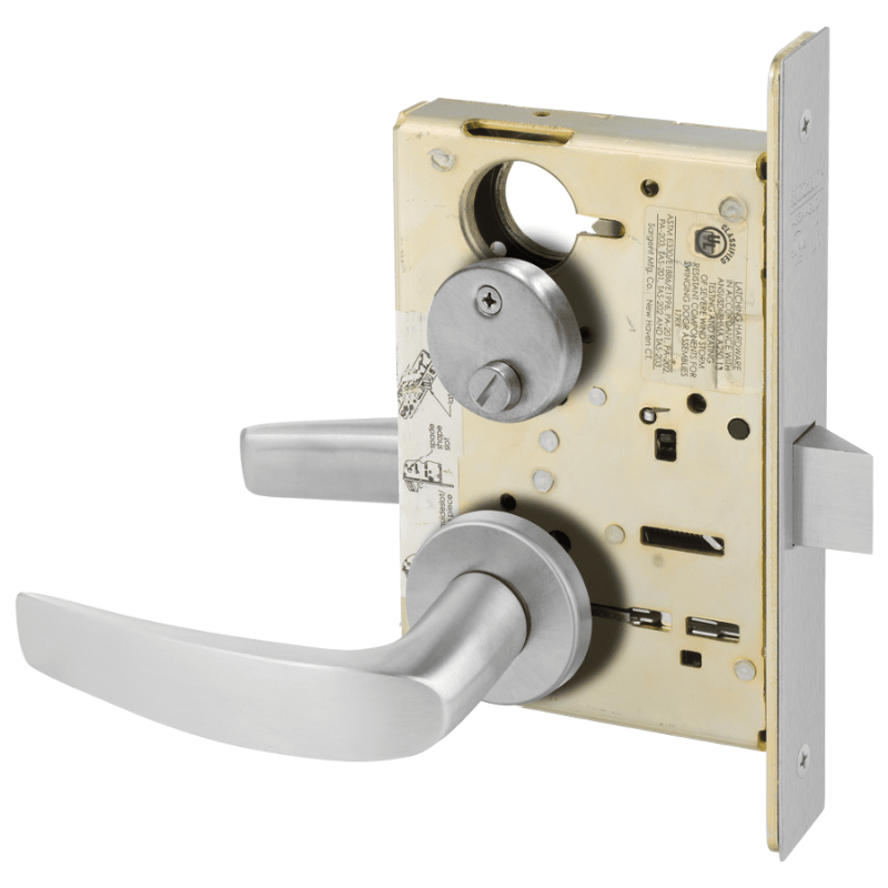 Sargent 8265-LNB Privacy Bedroom or Bath Mortise Lock, B - Lever, LN - Rose, Field Reversible, Grade 1