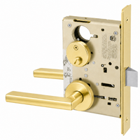 Sargent 8265-LNMD US3 privacy bedroom/bath mortise lock, MD lever, LN rose, bright brass finish with thumbturn