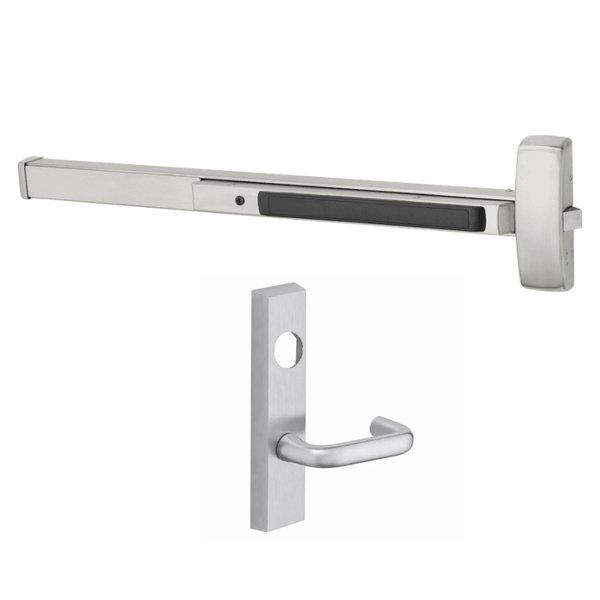 Sargent 8804-F-ETJ-LC US32D satin stainless rim exit device with ETJ lever trim, night latch, less cylinder