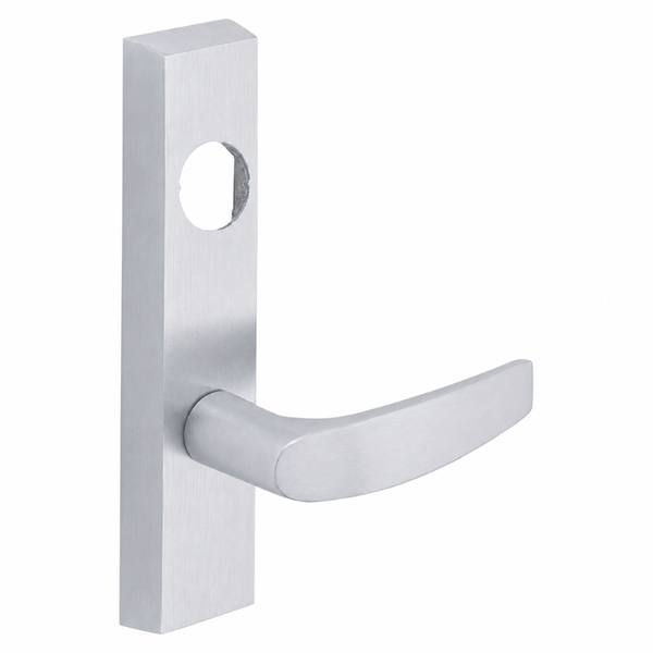 SARGENT LC-713-8-ETB exit device trim with B lever, satin chrome US26D, rectangular escutcheon less cylinder