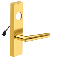 SARGENT LC-776-8-ETMI-12V-US3 electrified ET trim lever in polished brass, rectangular escutcheon, MI lever