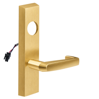SARGENT LC-776-8-ETNJ-24V-US4 electrified ET trim lever in satin brass, rectangular escutcheon, NJ lever