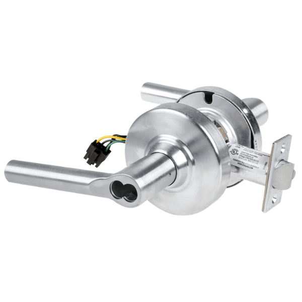 Schlage ND80BD-EL-BRW-626 electrified storeroom lock, satin chrome, Broadway lever cylindrical lockset
