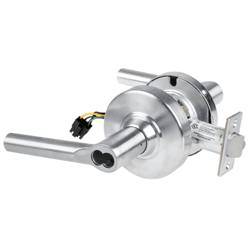Schlage ND80BD-EL-BRW-626 electrified storeroom lock, satin chrome, Broadway lever cylindrical lockset