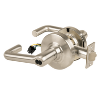 Schlage ND80BD-EL-TLR-619 electrified storeroom cylindrical lock, satin nickel tubular lever with latch