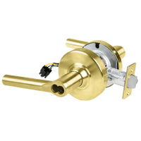 Schlage ND80BD-EU-BRW-606 electrified storeroom lock, satin brass, Broadway lever with latch and wiring