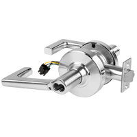 Schlage ND80BD-LON-RX-625 storeroom cylindrical lock, satin chrome, Longitude lever with latch and REX wiring