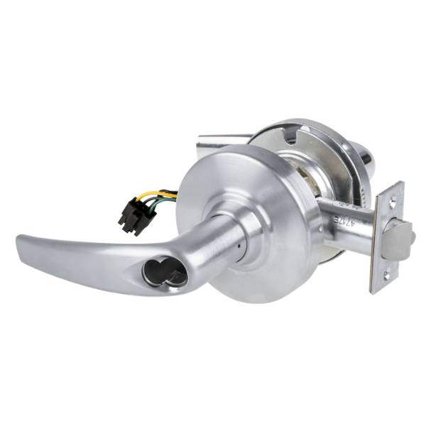 Schlage ND80JD-EU-ATH-626 electrified storeroom cylindrical lock, satin chrome, Athens lever, less core