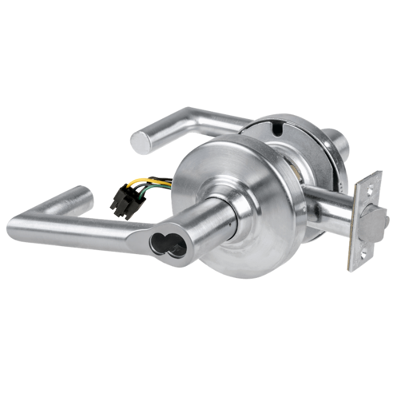 Schlage ND80JD-EU-BRK-626 electrified storeroom cylindrical lock, satin chrome, Boardwalk lever, less core