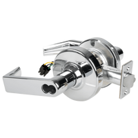 Schlage ND80JD-EU-RHO-625 electrified storeroom cylindrical lock, bright chrome, Rhodes lever, latch and wiring