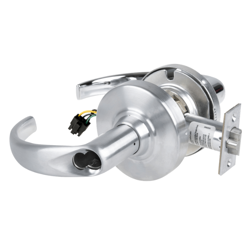 Schlage ND80JD-EU-SPA-626 electrified storeroom lock, satin chrome, Sparta lever cylindrical lockset