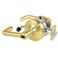 Schlage ND80JD-EU-TLR-606 electrified storeroom cylindrical lock, satin brass, tubular lever, less core