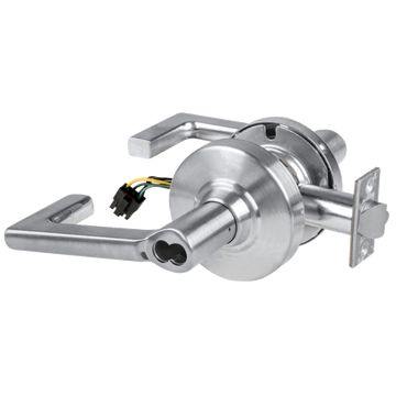 Schlage ND80JD-LON-RX-626 storeroom cylindrical lock with Longitude lever, satin chrome, request-to-exit wiring