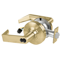 Schlage ND80JD-RHO-RX 606 satin brass storeroom cylindrical lock with Rhodes lever, latch and RX wiring