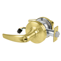 Schlage ND80PD-EL-ATH 606 electrified storeroom cylindrical lock, satin brass, Athens lever, keyed cylinder