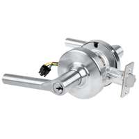 Schlage ND80PD-EL-BRW-626 electrified storeroom cylindrical lock, satin chrome, Broadway lever, keyed cylinder
