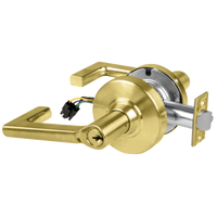 Schlage ND80PD-EL-LON electrified storeroom lock, 606 satin brass, Longitude lever, keyed cylinder